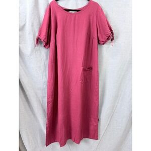 Vintage David Dart Raspberry 100% Linen Midi Dress USA Minimalist 90s Lagenlook